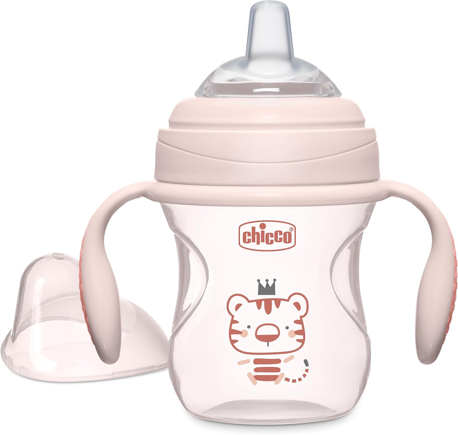 Chicco Transition Sippy Cup for Babies 4+ Months, 7oz Training Cup with Soft Silicone Spout, Easy Grip Removable Handles, Measurement Markings, BPA Free, Grey