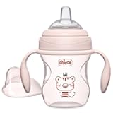 Chicco Transition Sippy Cup with Silicone Spout and Spill-Free Lid 7oz. | Calibration Markings | Removable Handles | Top-Rack Dishwasher Safe | Easy to Hold with Ergonomic Indents | Blush | 4+ months