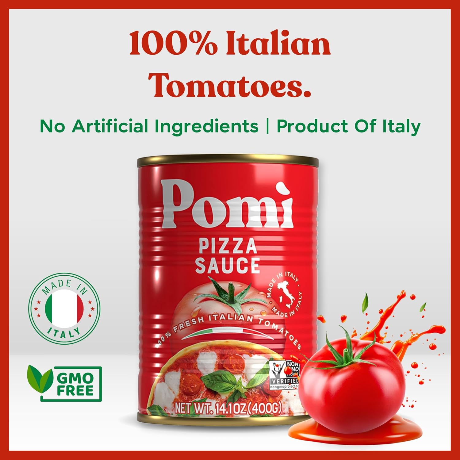 Pomì Pizza Sauce 14.1oz (Pack of 12) - 100% Fresh Italian Tomatoes, Made in Italy, Non-GMO, Gluten-Free, No Additives/Preservatives, Velvety & Creamy, Perfect for Pizza