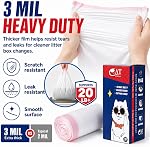 Jumbo Cat Litter Bags & Box Liners - No-Tear Pull-Out Design, 3 MIL Extra Thick, Drawstring Litter Pan Liners with Reusable Dispenser Box + 1 Refill Roll, Fits XL Litter Box, 36" x 19", 10+10 Count