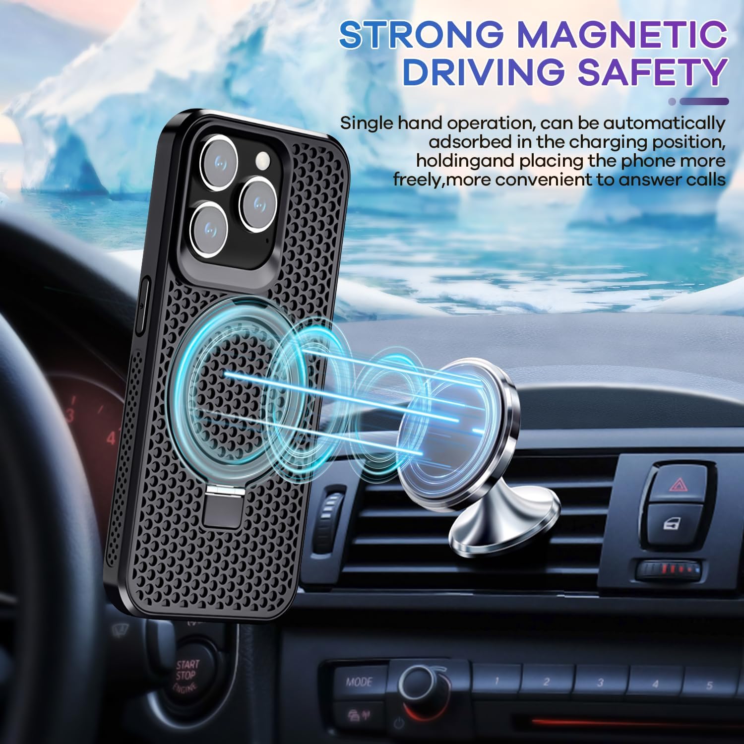 for iPhone 14 Pro Max Case with [Magsafe Wireless Charging],[Heat Dissipation],[Magnetic Support],[Invisible Built in Stand & Ring Holder], Anti-Scratch Slim Case-Black