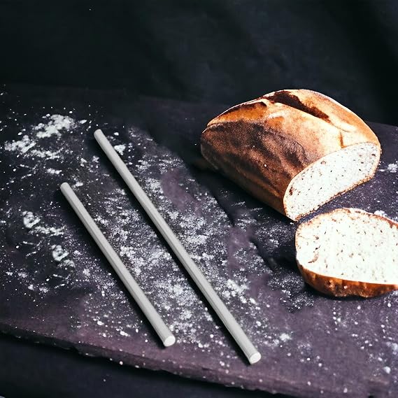 Badem10 Aluminum Metal Rolling Pin Set of 2 74-49 cm Pastry Dough Phyllo Rolling Cylinder Round Long Short Kitchen