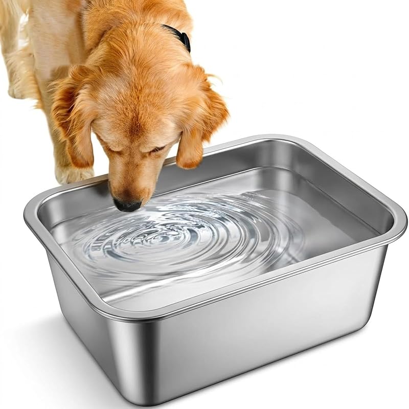 Tigela para Cães Grande de Aço Inoxidável Lonepetu para Água e Alimento, 7,57 L