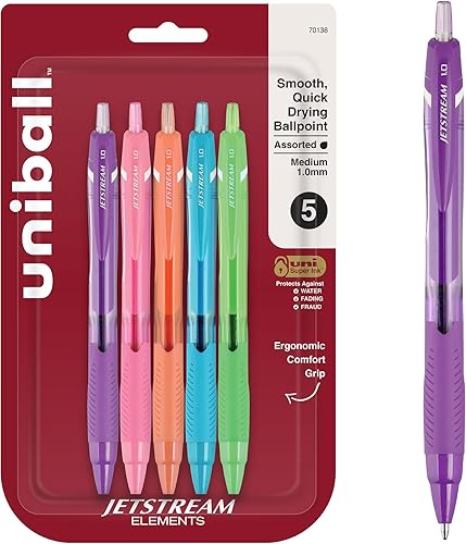 Uniball Jetstream Elements - Paquete de 5 unidades, 0.039 in surtido mediano, cortador de alambre, bolígrafos de tinta  Suministros de oficina,