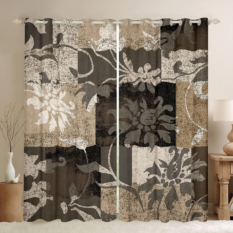Cortinas geométricas para dormitorio, sala de estar, cortinas opacas rectangulares geométricas (30% 50%) cortinas de ventana florales vintage, geométricas, rectangulares, cuadradas, decoración de hab