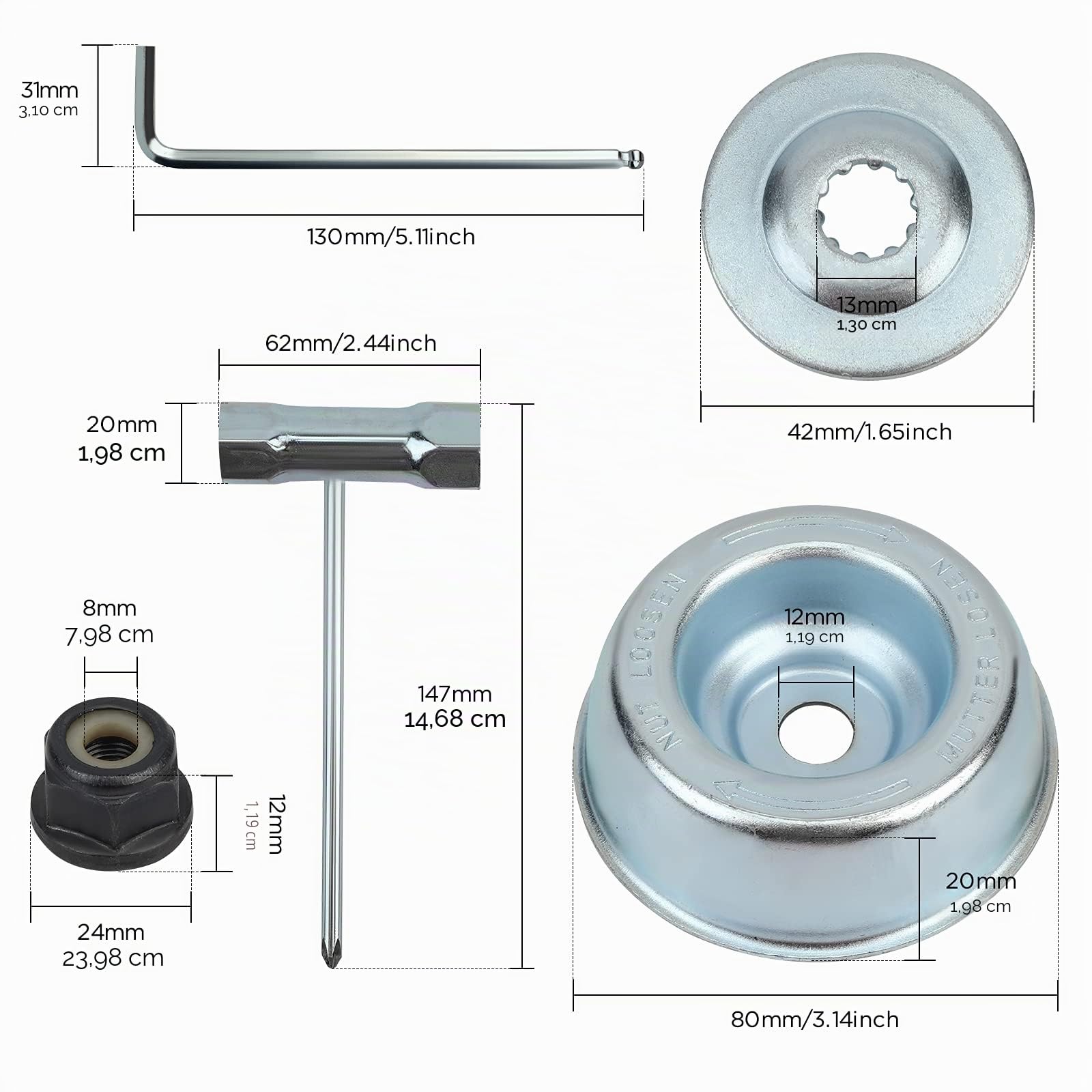 Viabrico - Kit de Tuerca para desbrozadora (Universal, FS55, FS55R, FS56, FS56RC, FS70R, FS80, FS85, FS90, FS90R, FS94, FS100Rx)