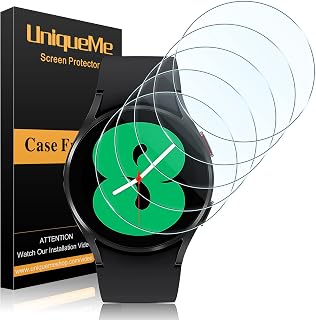 [5 Pack]UniqueMe Designed for Samsung Galaxy Watch 6/5/4 44mm Screen Protector Tempered Glass, [Anti-Bubble] HD Clear Anti-Scratch Screen Protector for Smartwatch