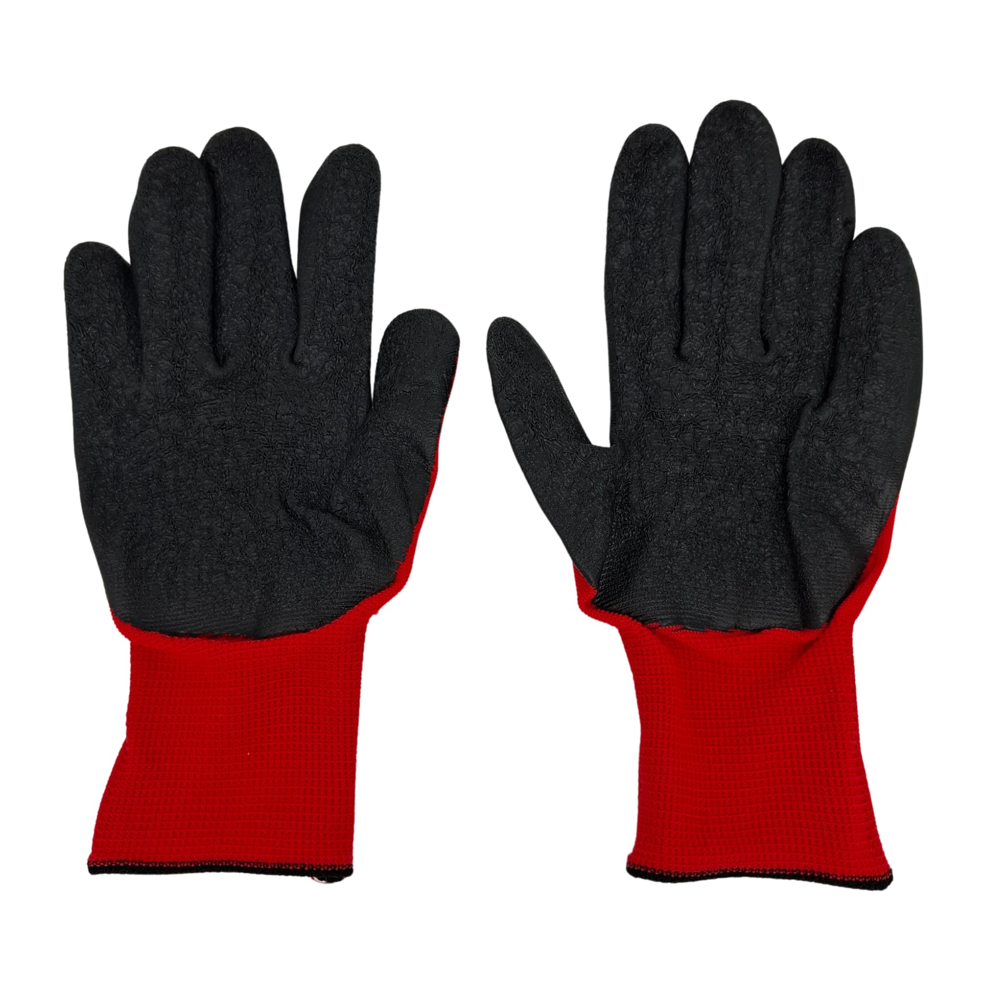 Arbeitsschutzhandschuhe Gr. 7 S Nylon rot + Latex schwarz (100) | Nylonträger, Latexbeschichtung, Größe S / 7, Rot und Schwarz, Schutzhandschuhe