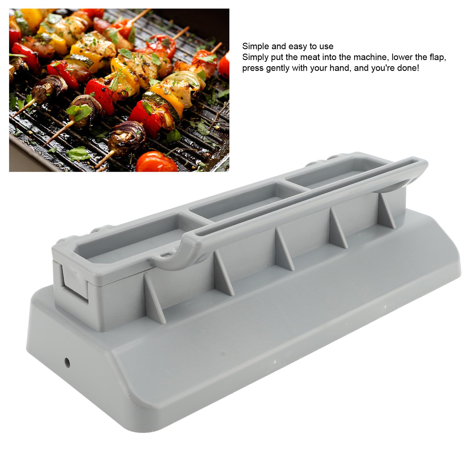 Duimimi Kebab Maker Manual Press Tool for BBQ, Reusable Kabob Maker, Compact Grill Accessory for Outdoor Barbecue Parties, Easy to Use Kebab Machine, ABS Material