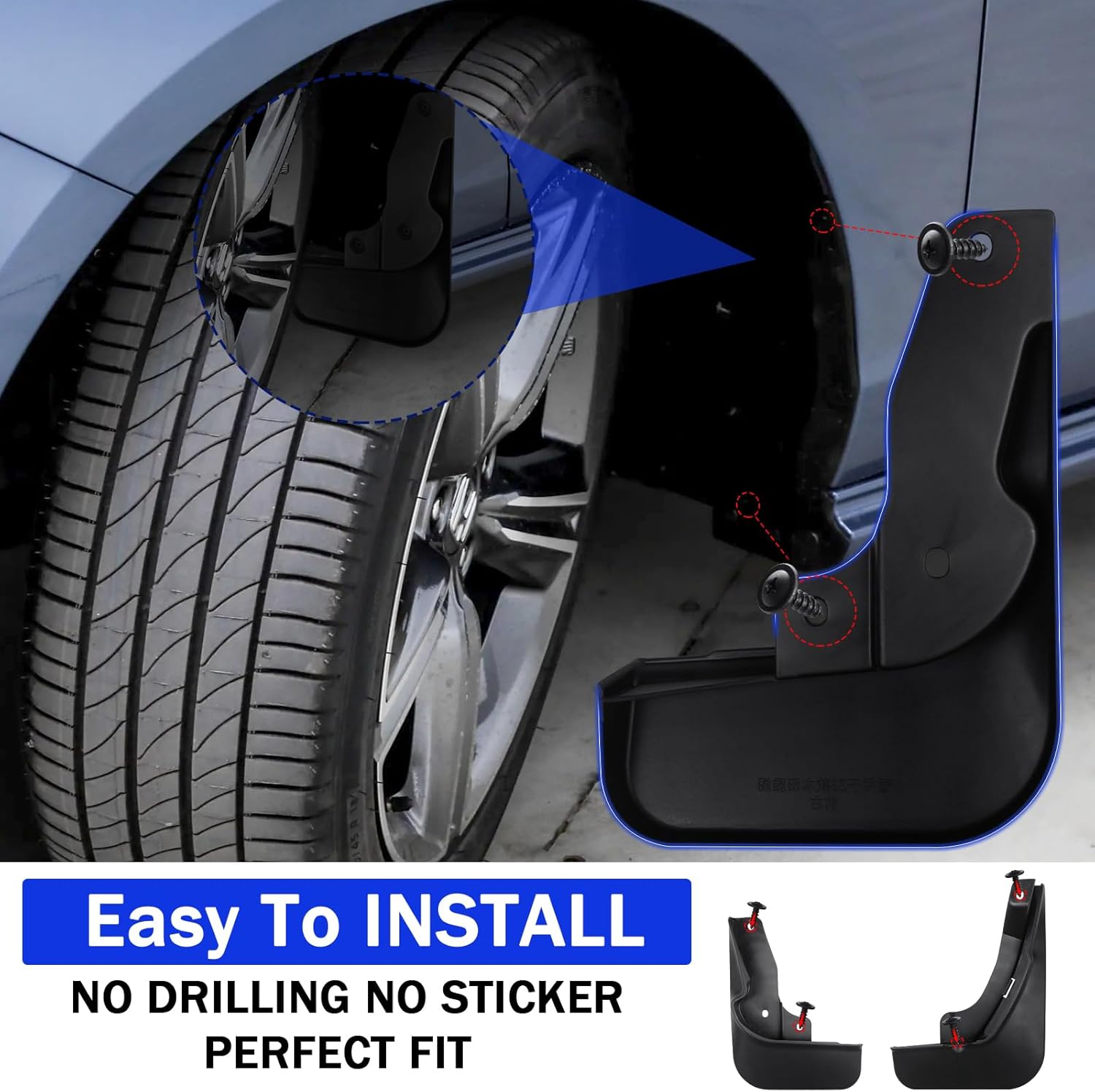 Peleus Upgraded Mud Flaps Mud Guards for Honda Accord 2026 2025 2024 2023 Aerodynamic Mud Flaps Splash Guards Fenders for Honda Accord 2025 2024 2023 Accessories Set of 4 Mudguards Mudflaps