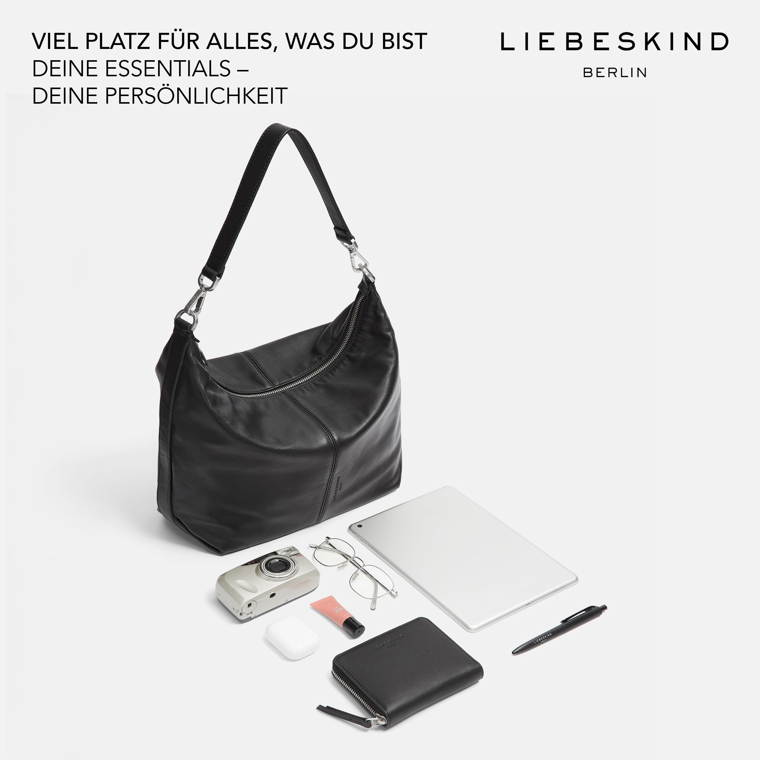 Liebeskind Berlin Hobo M PARIS SMALL PEBBLE black, czarny