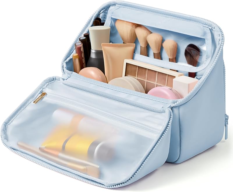 LOVEVOOK Estojo de maquiagem para viagem azul pequeno