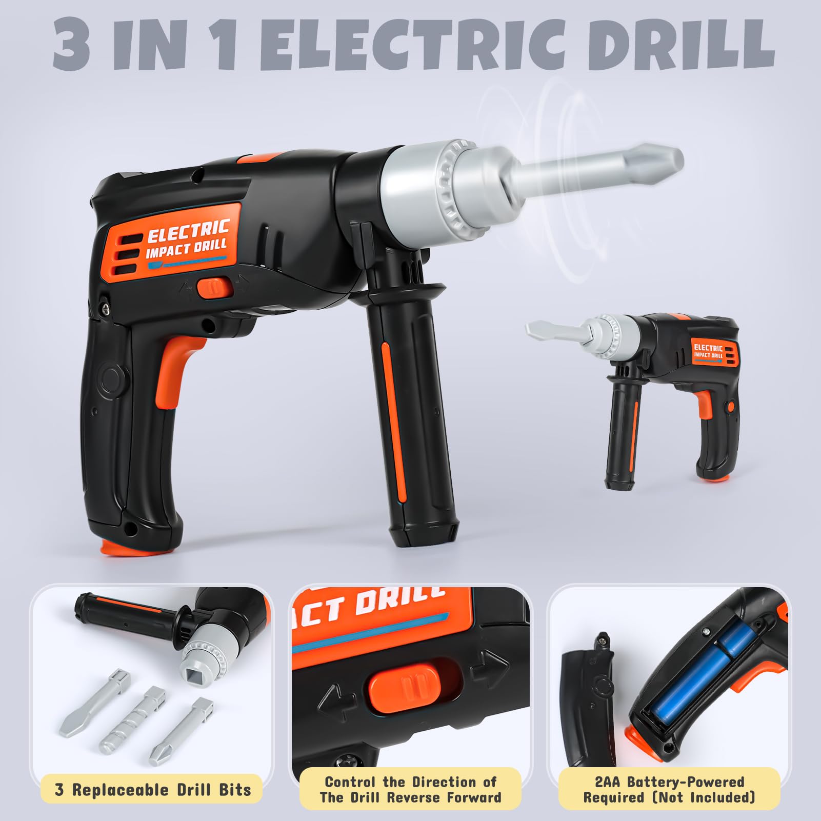 Vanplay Boîte à Outils Enfant Modèle Luxe Enfant, Jouet Cadeau Jeunes Enfants De 3, 4, 5 Ans Avec Perceuse électrique, Tronçonneuse, Meuleuse D' Angle, Scie Circulaire, Sac De Rangement