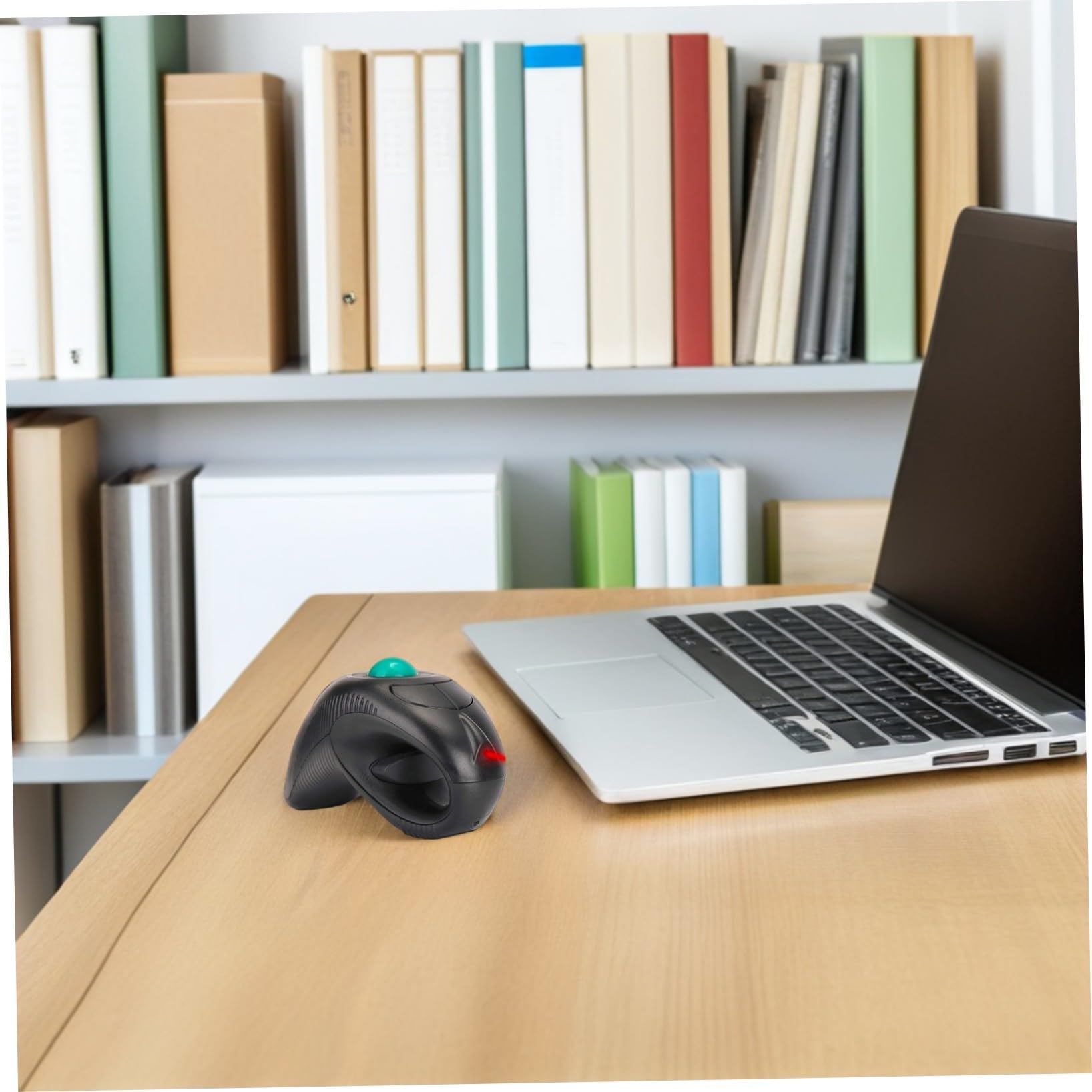 Souris sans Fil Trackball Ergonomique 2.4ghz en Plastique à Commande par Pouce Port USB Noire 5 Touches et Résolution 1000dpi pour Ordinateur Portable