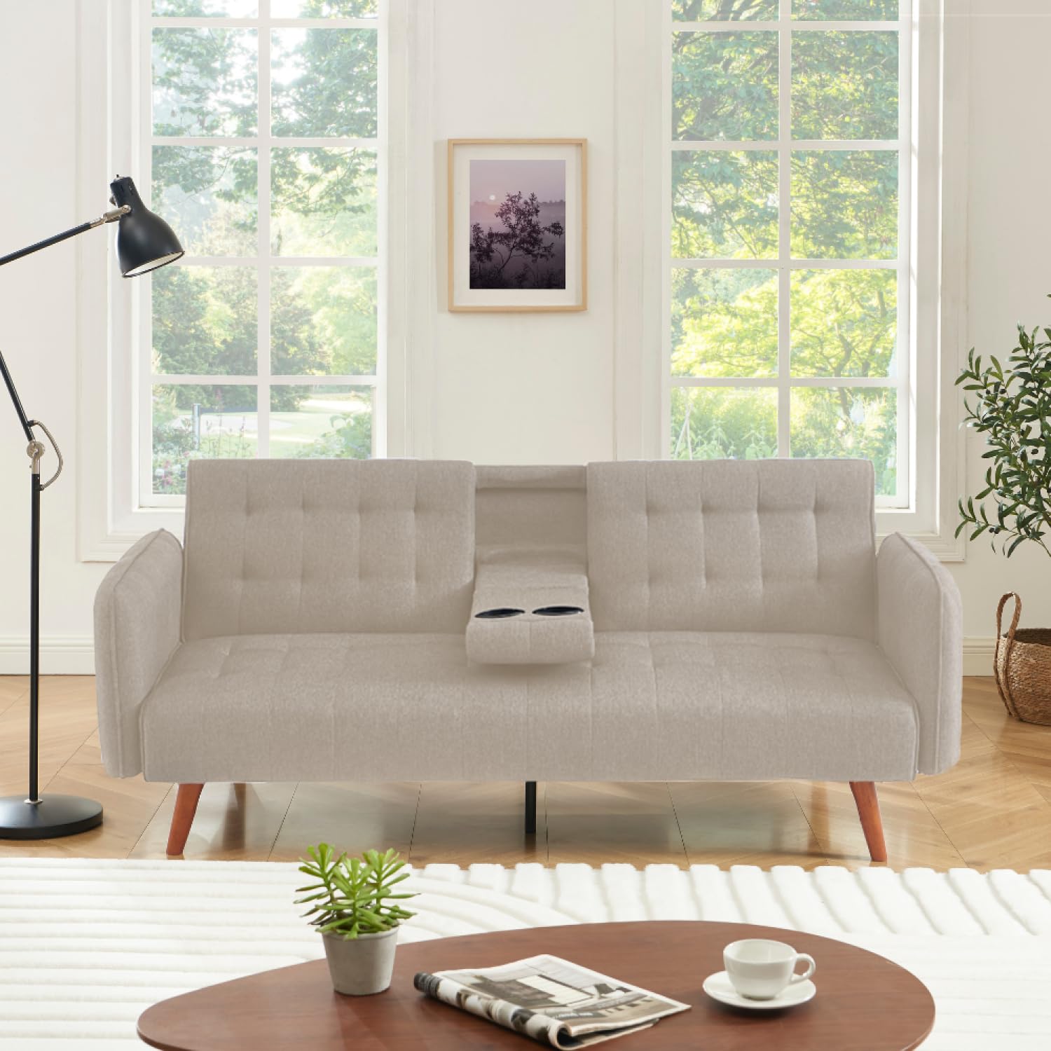 CONCEPT USINE Canapé Convertible 3 Places Inverness Beige Lin 181 cm