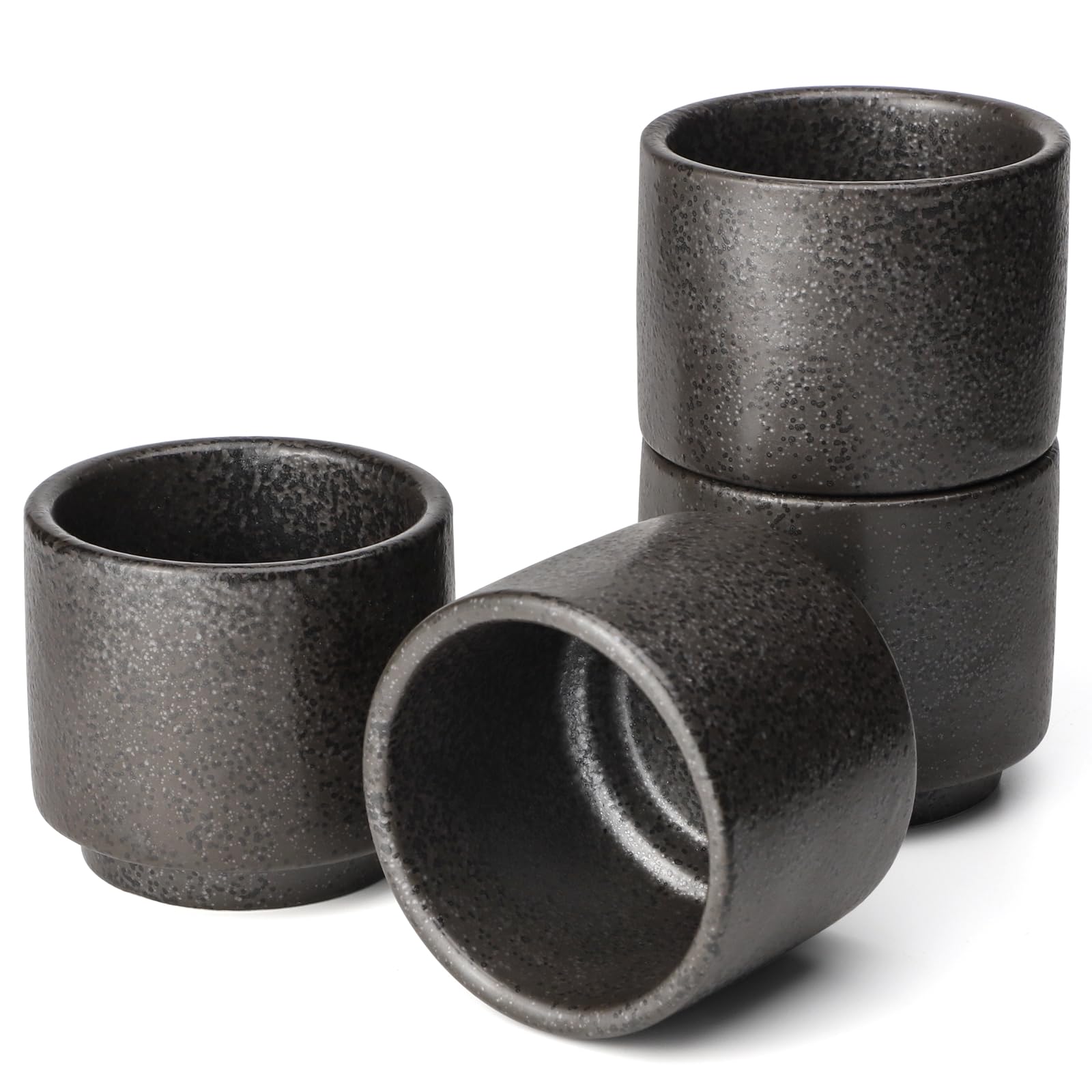 DE Teetassen Keramik 4 Stück Tee Tasse Set (schwarz)