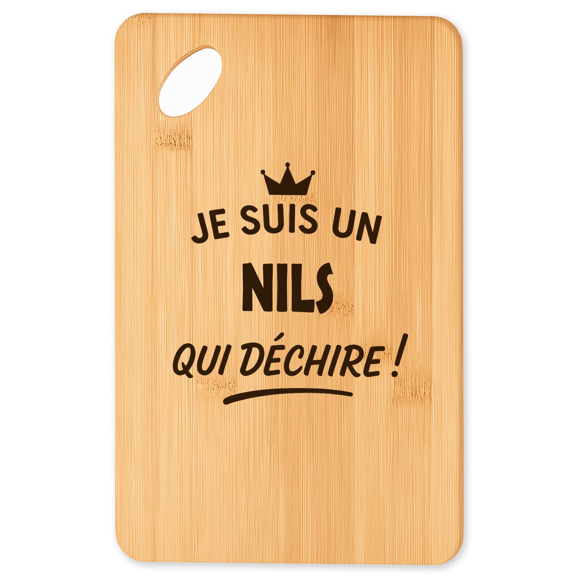 Planche à découper Nils en bois de bambou naturel pour cuisine, service apéritif et barbecue