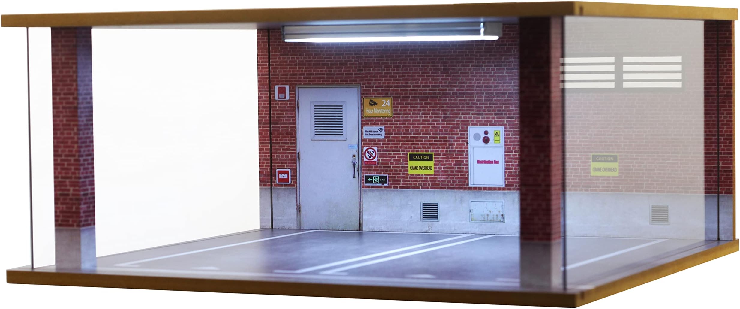 1/18 Scale Model Car Display Case - 1:18 Car Garage Display Case with Clear Acrylic Cover and LED Lighting for Die-Cast Cars, 2 Parkings Red