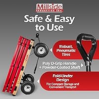 Vista 5 de Millside Industries Classic Wood Wagon con estantes de polietileno extraíbles rojos