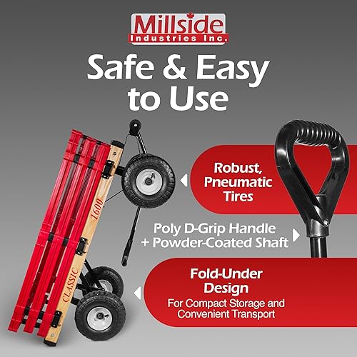 Miniatura 5 de Millside Industries Classic Wood Wagon con estantes de polietileno extraíbles rojos