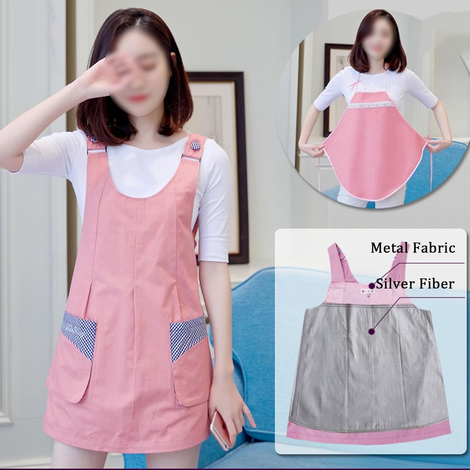 Double-Layer Anti-Radiation Maternity Tanks Top Pregnant Shielding Apron Dress for Screen Work Everyday Protection