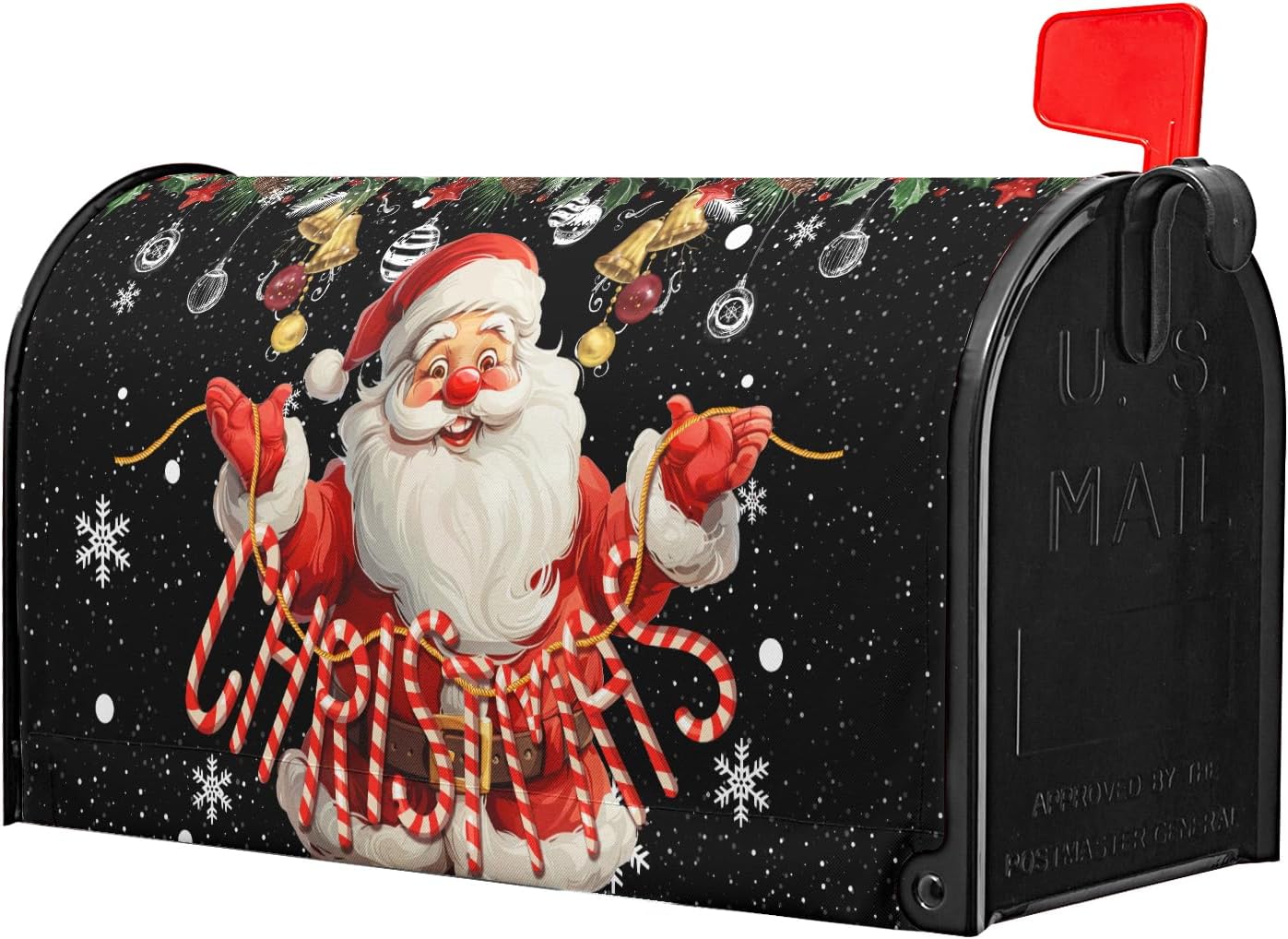 Kawani Merry Christmas Mailbox Cover Standard Size 18"x21" Christmas Santa Claus Magnetic Mail Box Covers Winter Mailbox Wraps Xmas Decorative Post Letter Box Cover Outdoor Decoration for Home