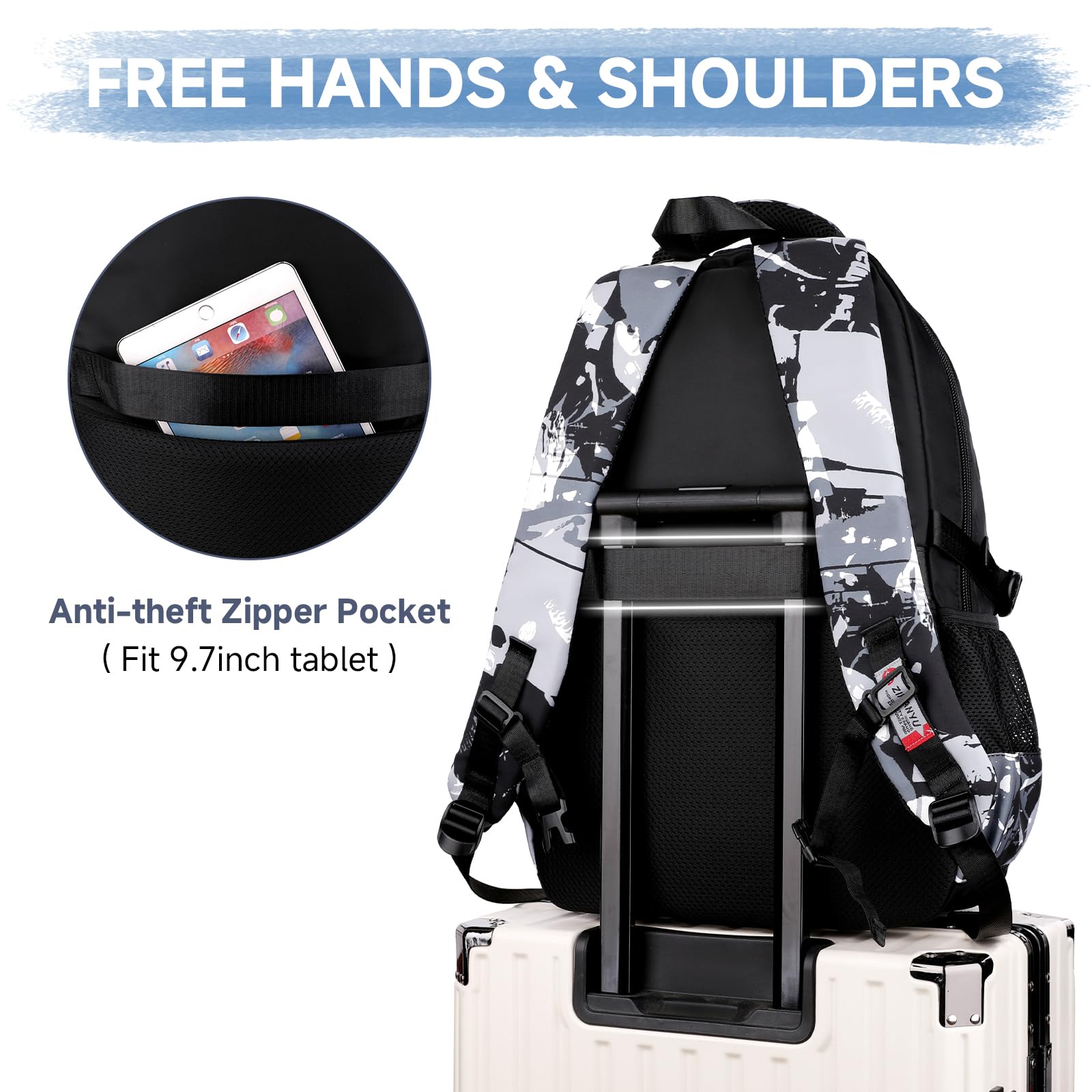Amythe Mochila Escolar para Niño Adolescentes de 10 a 18 años - Informal, Elegante y Ligera - Mochila Colegio para Portátil de 15,6" para Secundaria, Instituto y Viajes -Negro