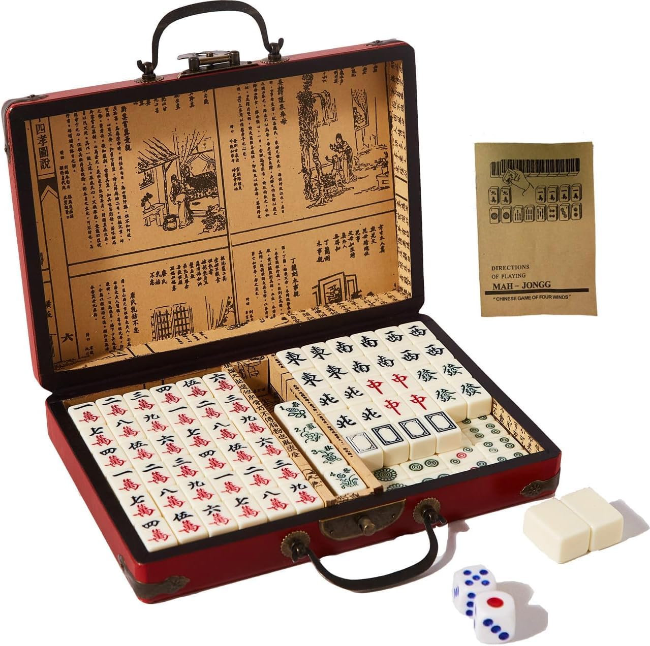 Beyla Mini Chinese Mahjong Set - 144 PCS Portable Travel Mahjong Tiles with Carrying Case, Classic Traditional Board Game for Family, Party, and Adults