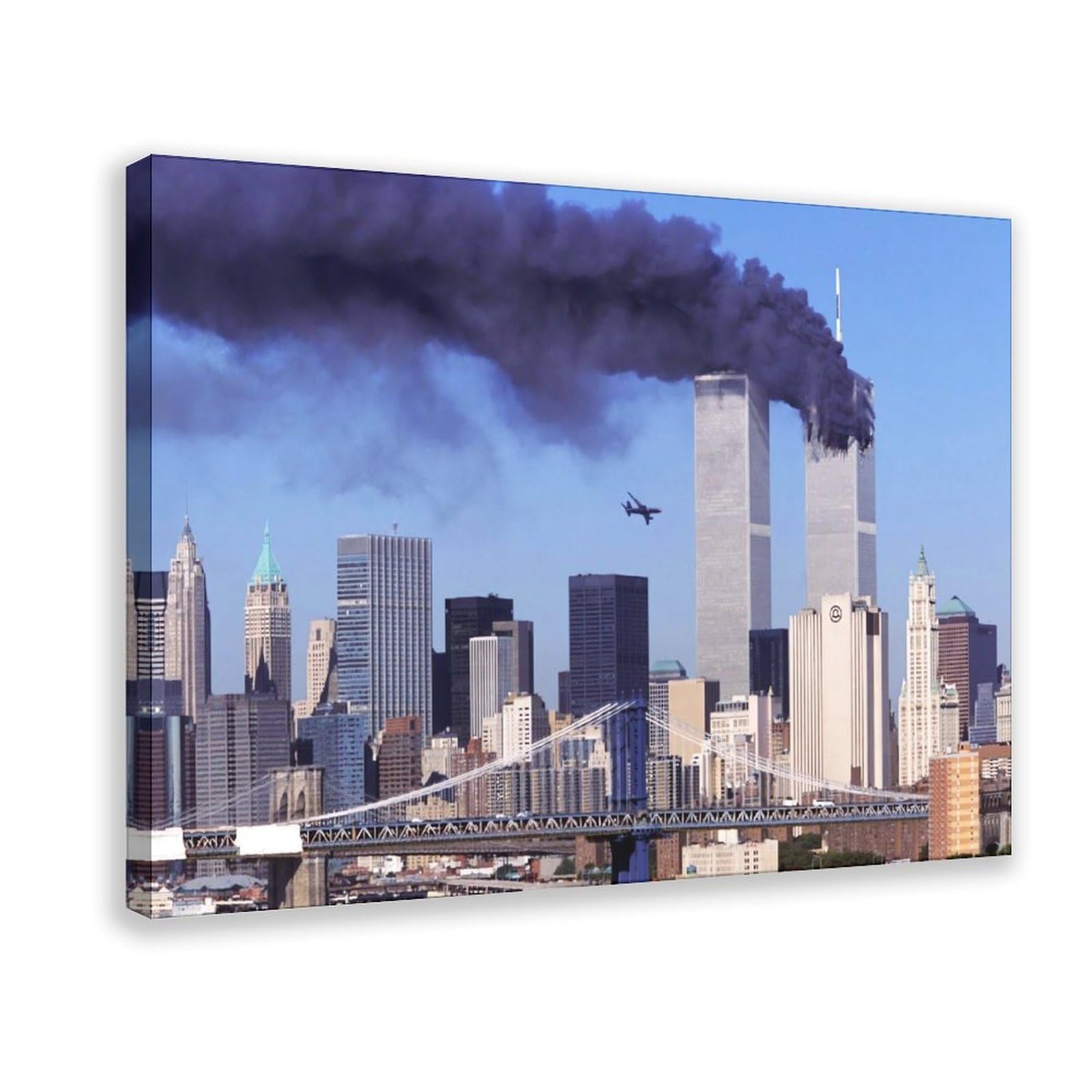 Qnvjqkdsi Frame Twin Towers 9 11 Attack Poster Canvas Poster Wall Art Decor Print Picture Paintings For Living Room Bedroom Decoration 24" L X 36" W