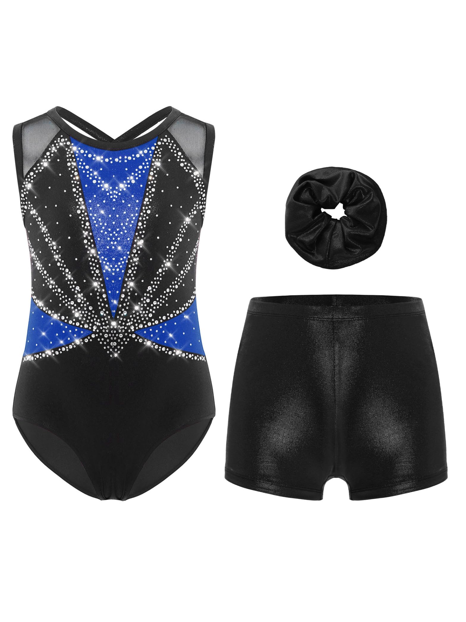 Xnihocha 3 stuks meisjes turnpak glitter gymnastiekpak mouwloos balletpak met shorts korte broek en hoofdband ballet danskostuum, geel, 170 Xnihocha 3 stuks meisjes turnpak glitter gymnastiekpak mouwloos balletpak met shorts korte broek en hoofdband ballet danskostuum, geel, 170