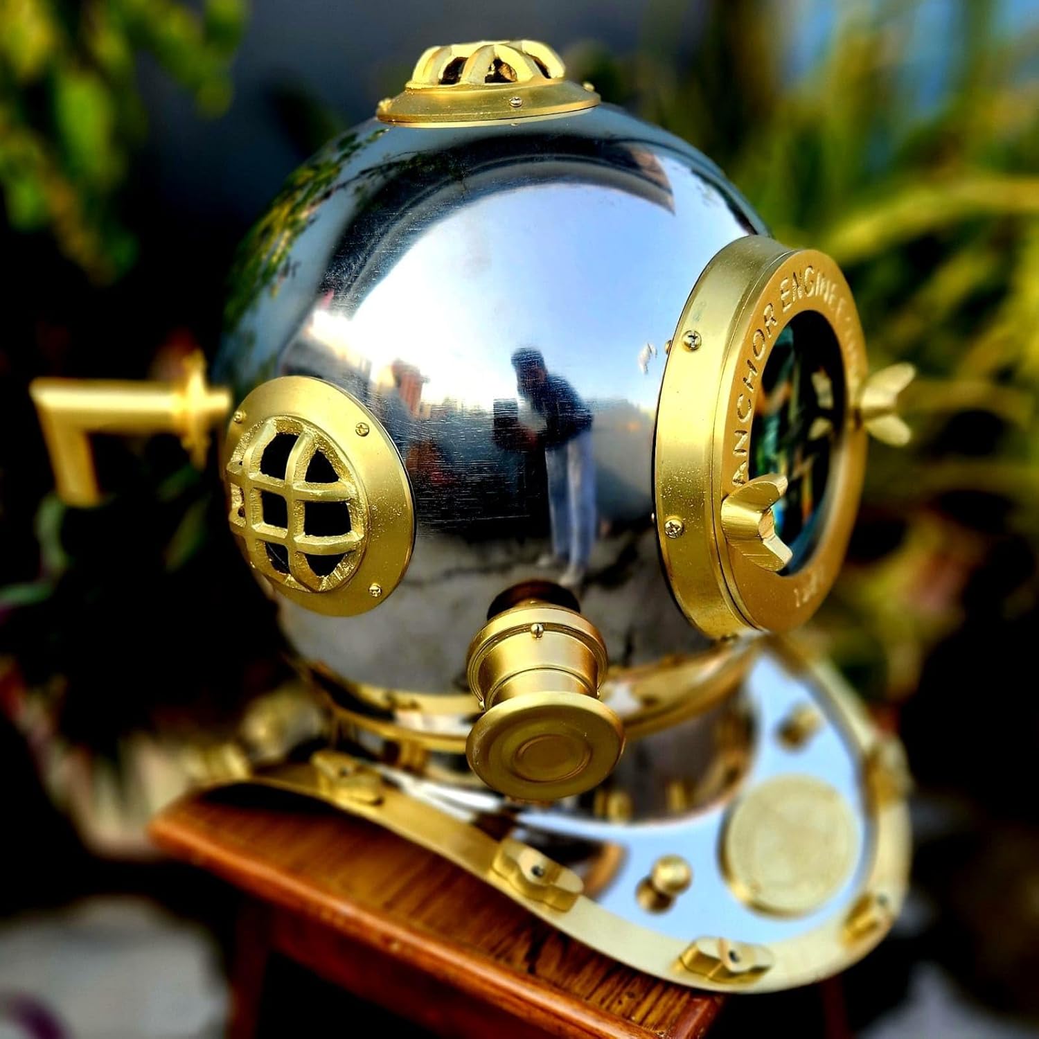 Scuba Diving Helmet Chrome Finish 1921 Anchor Engineering-Best Gift for Navy Officer and Divers and Decoration.