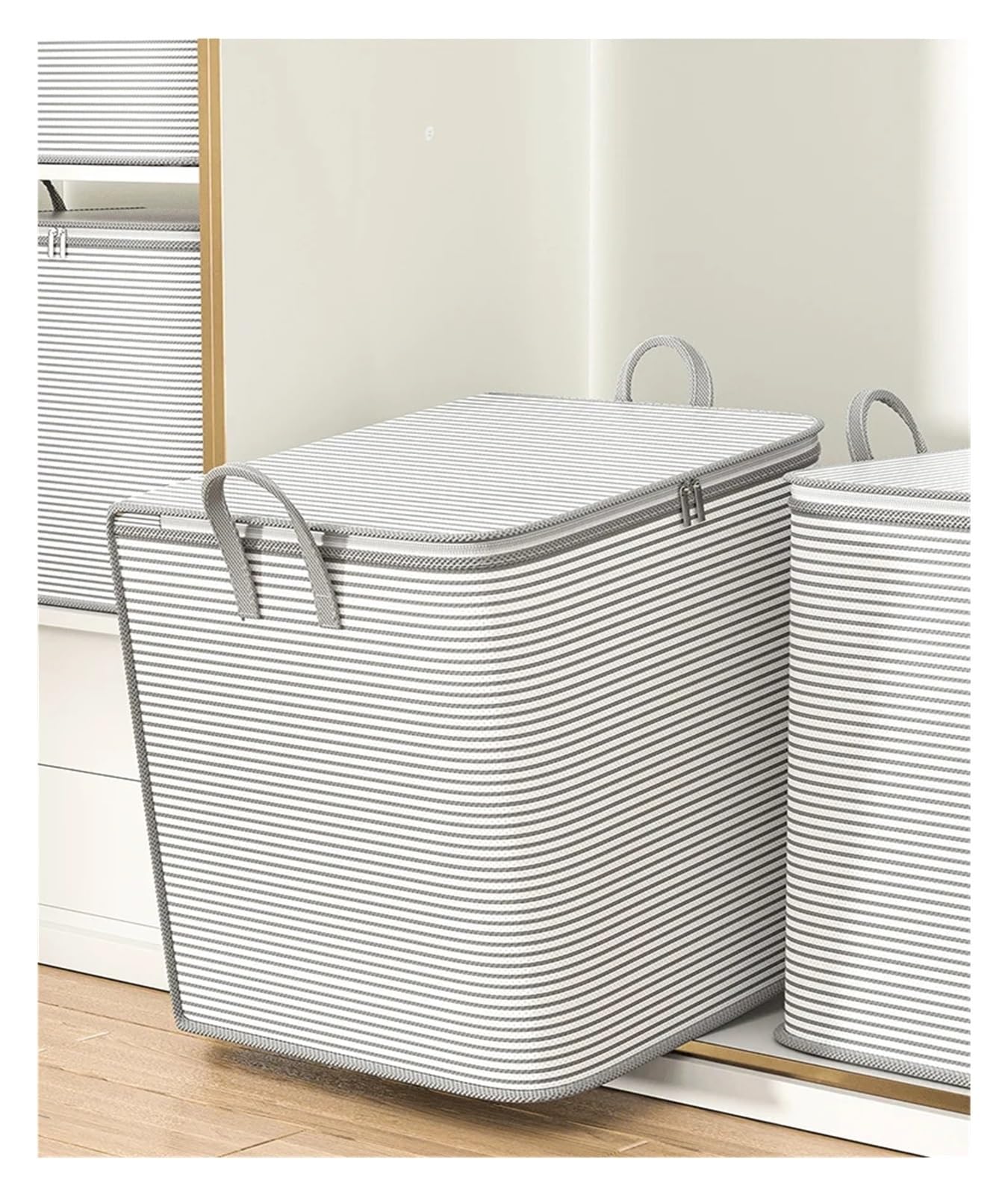 Aufbewahrungstasche für Kleidung, Stoff-Aufbewahrungsboxen, faltbare Stofftaschen for Kleidung mit Deckel, hellgrau, 30 l–150 l(150L)
