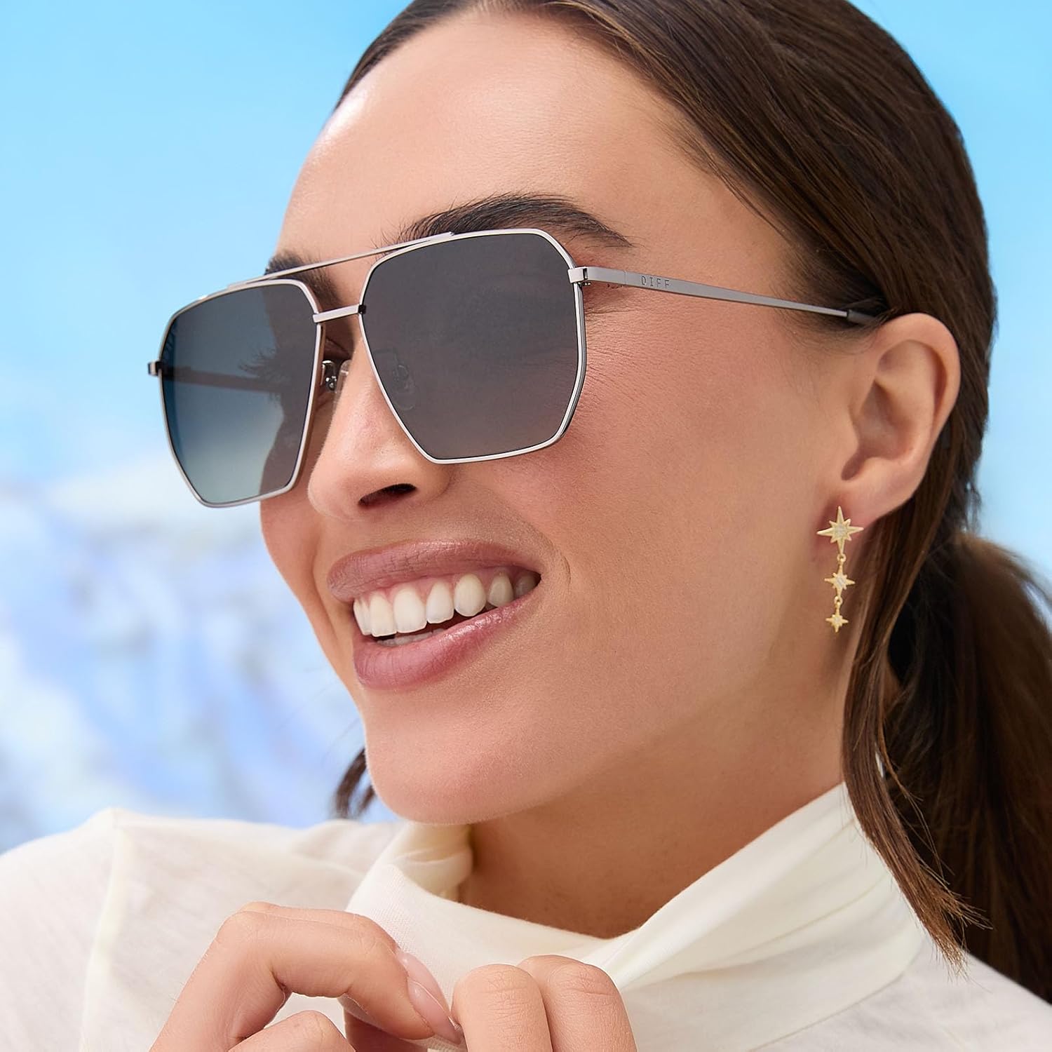 DIFF Berkely Oversized Navigator Sunglasses for Women | UV400 Protection | Modern Metal Frames - Image 4