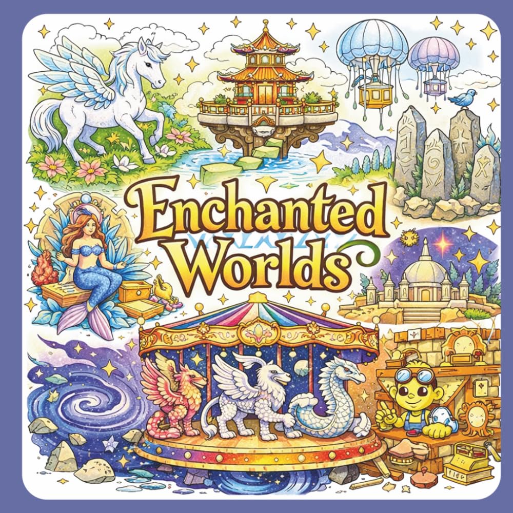 Enchanted Worlds Colouring Book: Mythical Creatures, Dreamscapes & Fantasy Adventures