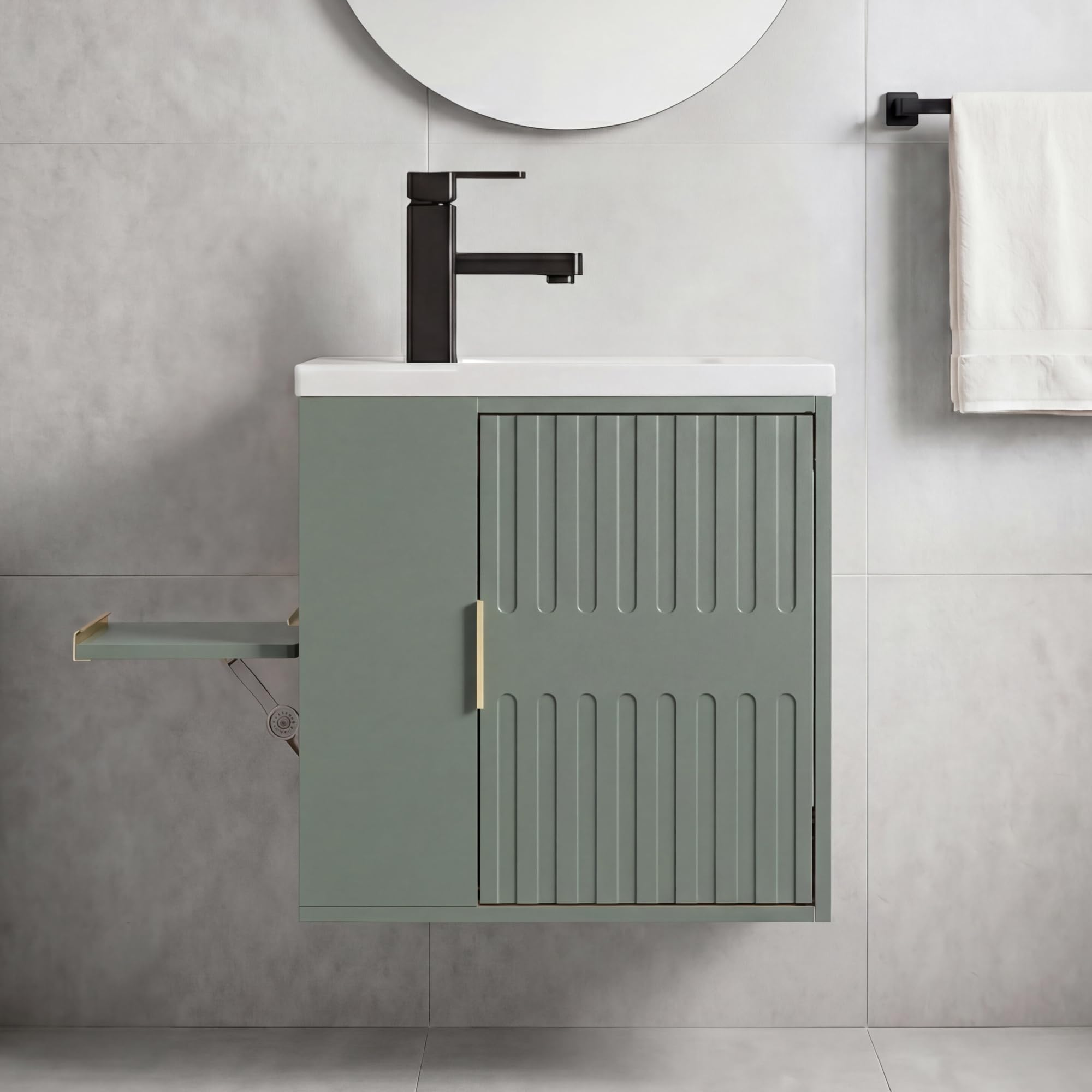 UEV Waschbecken kleine mit Unterschrank hängend 50,5 cm Grün