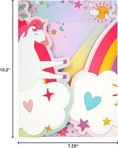 Miniatura 10 de Juego de papelería de unicornio de 92 piezas para niños, niñas, con 60 hojas de papelería, 30 sobres, carpeta de bolsillo, hoja de calcomanías (7.25