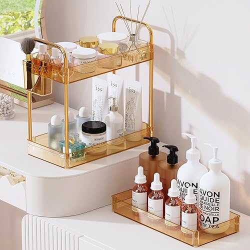 Miniatura 4 de SPACEKEEPER Carrito de almacenamiento utilitario de 3 niveles, organizador de baño rodante, unidad de estantería móvil transparente, carrito