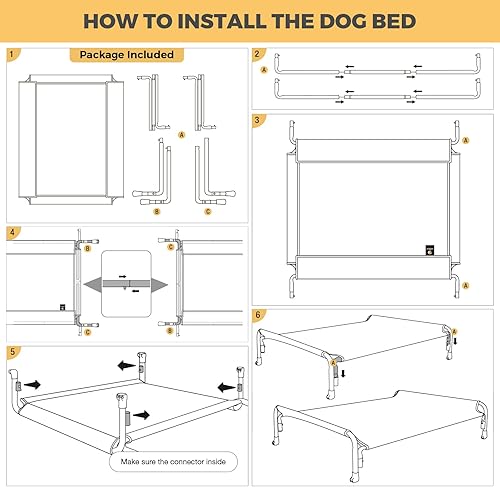 Miniatura 7 de Veehoo CWC2204 - Cama elevada para perros grandes, cama elevada para mascotas con reposacabezas inclinado para interiores y exteriores, lavable,