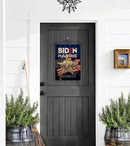 Miniatura 12 de Juego de banderas de jardín de arpillera con bandera de Biden Harris 46 para colgar en la pared, diseño patriótico, para el presidente demócrata