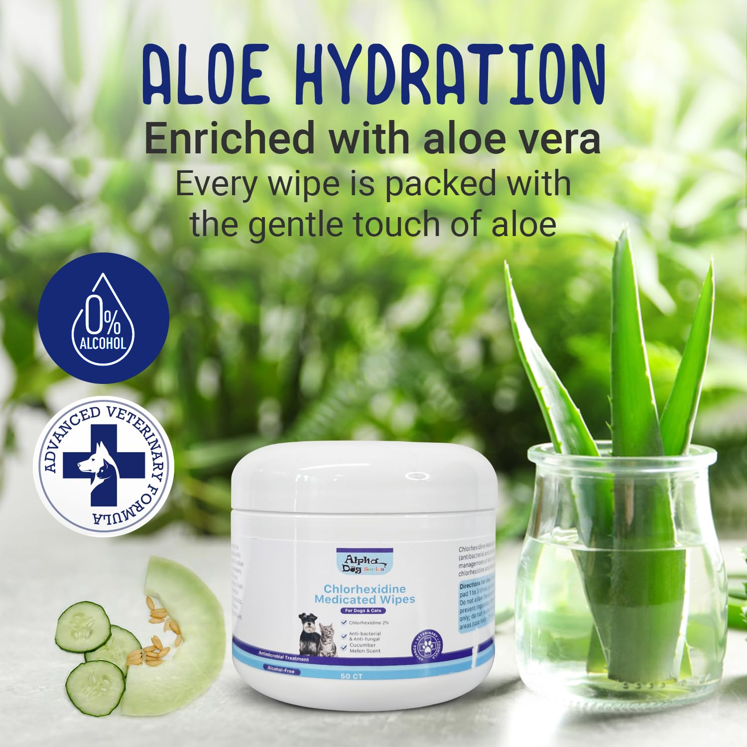 ALPHA DOG SERIES Chlorhexidine & Aloe Topical Medicated Wipes for Cleansing (50 ct) – Treats Hot Spots, Allergies, Rashes – Lightly Scented – for Cats & Dogs - image 2