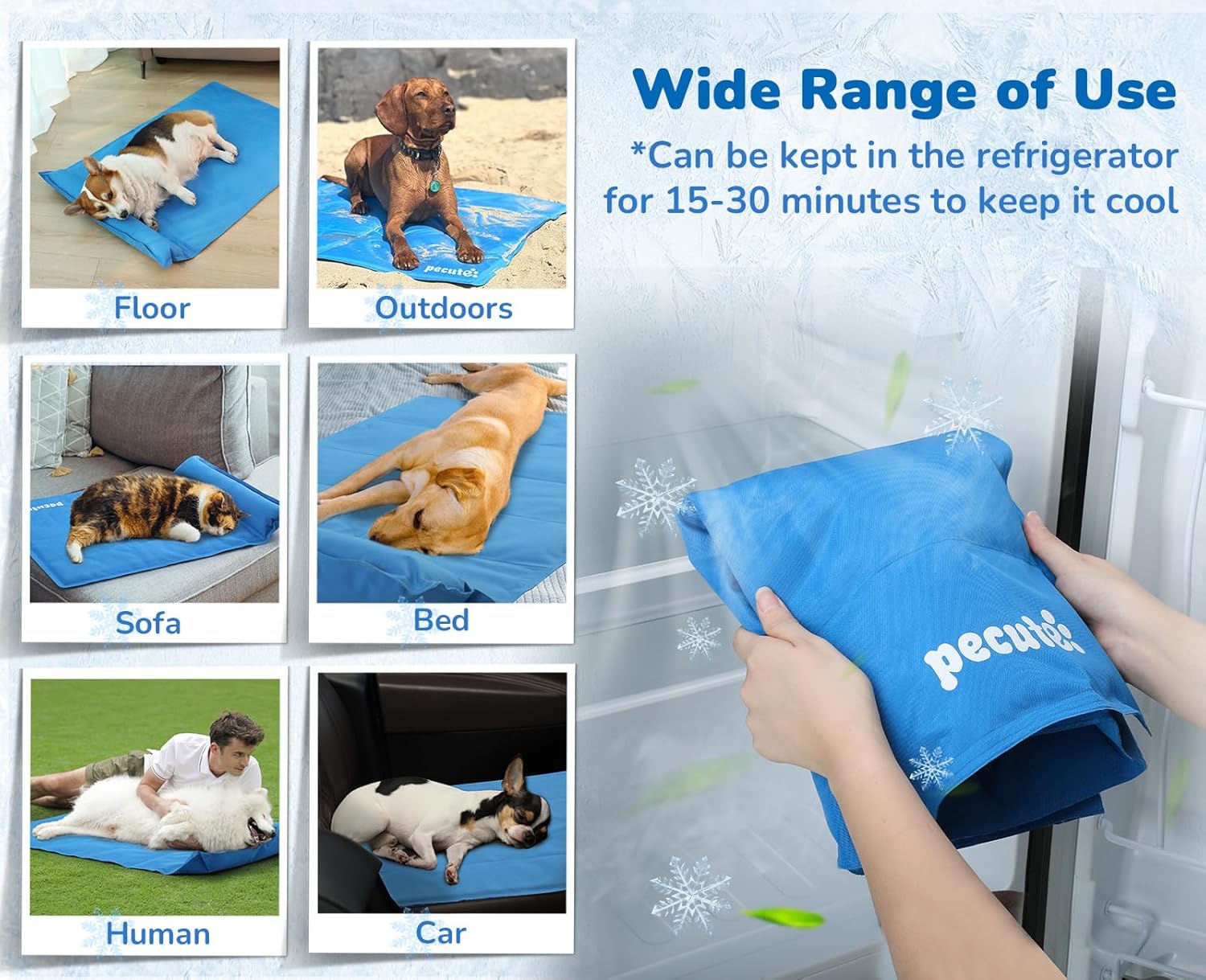 pecute Estera de enfriamiento para Perros L 90 x 50 cm Estera de enfriamiento para Mascotas con Almohada Estera de enfriamiento automático para Mascotas Ideal para Perros, Gatos en Verano 9