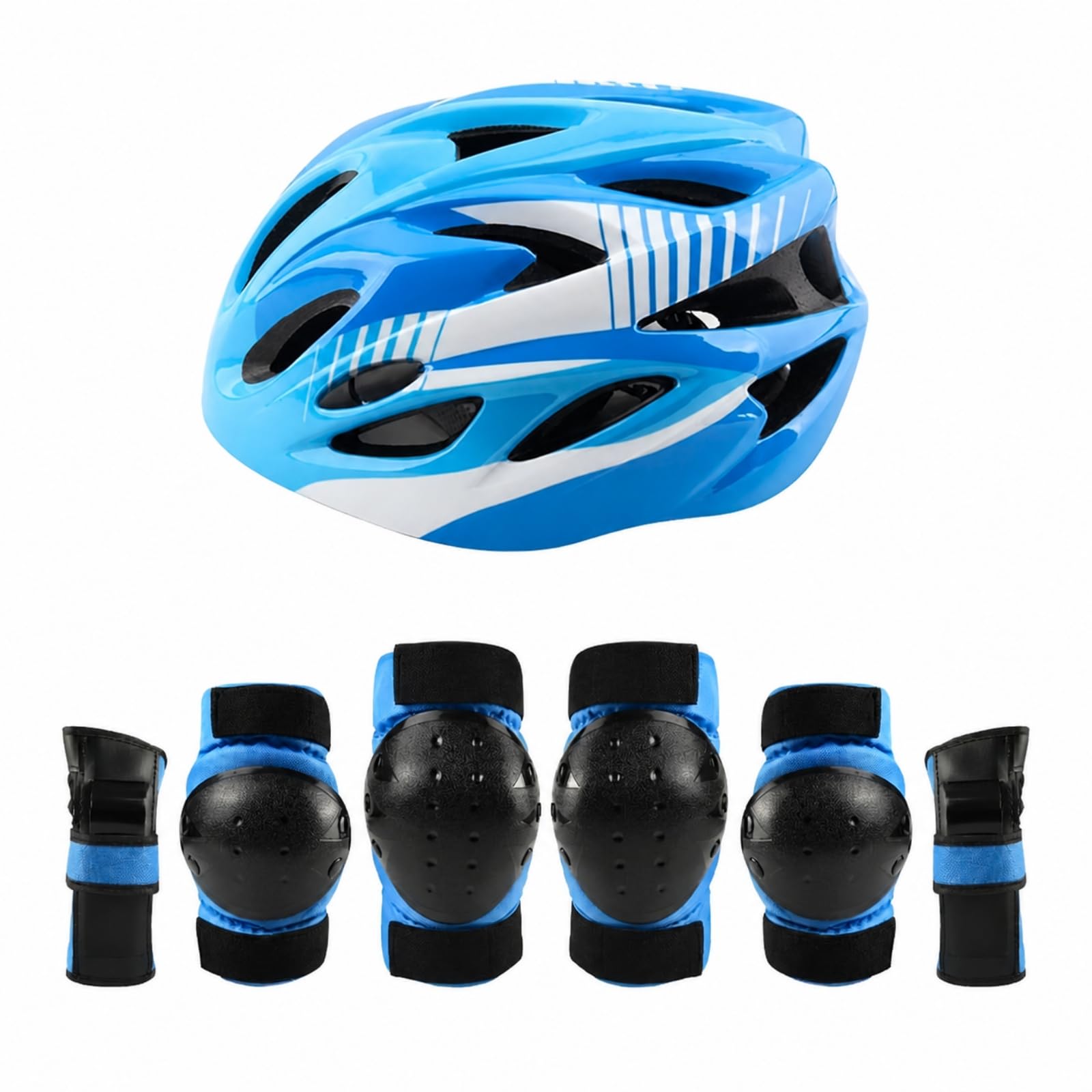 LOVIVER 7 Stück Stoßfest Protektoren | Verstellbare Klettverschluss-Riemen, Rollschuh-Schoner-Set, Gepolstert, Knieschoner, für Skaten, Inlineskating, S