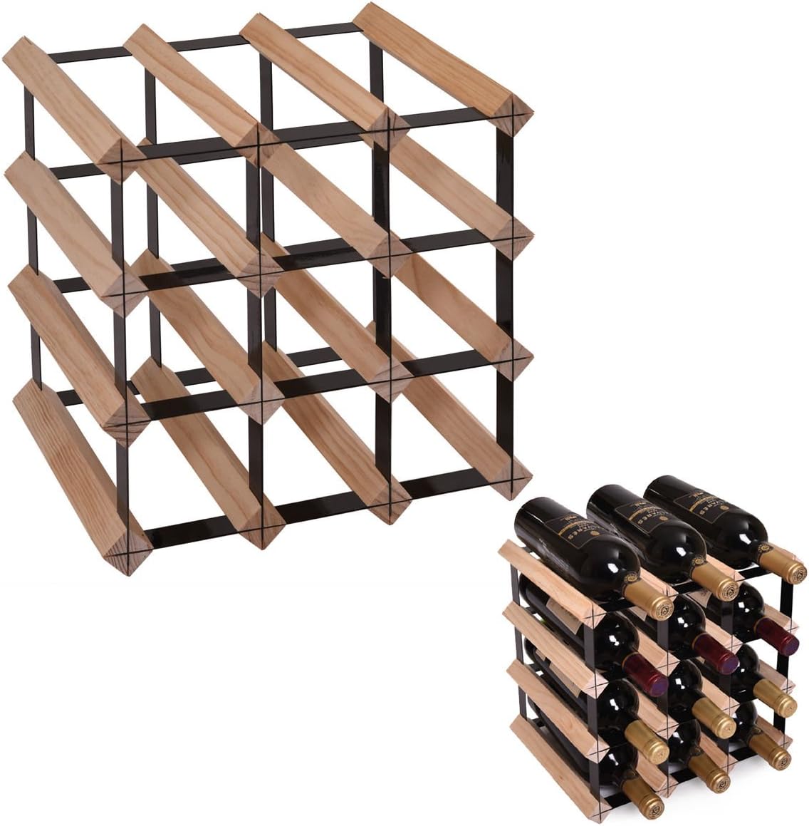 home_sur Timber Wine Rack Complete Wooden Wine Storage