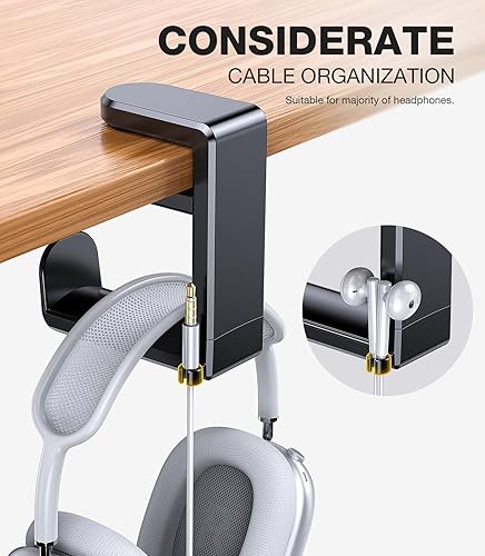 Miniatura 6 de Coolpow Soporte para auriculares para juegos giratorio de 360°: soporte de auriculares de PC para escritorio ajustable con abrazadera para cable