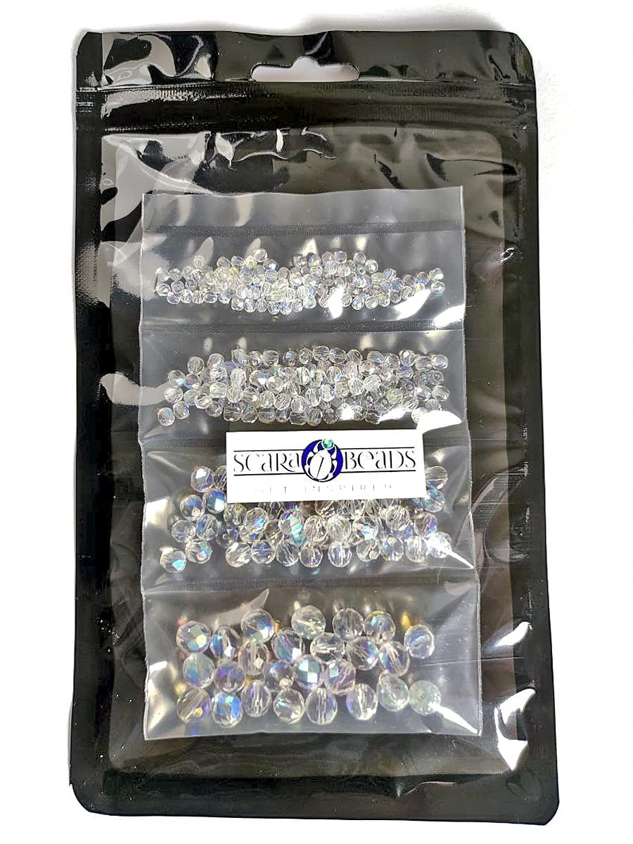 Perle Di Vetro Ceco Lucidate A Fuoco, Set Da 275 Pezzi, Colore Crystal Labrador, Dimensioni 3-4-6-8 Mm, Per Gioielli Fai Da Te