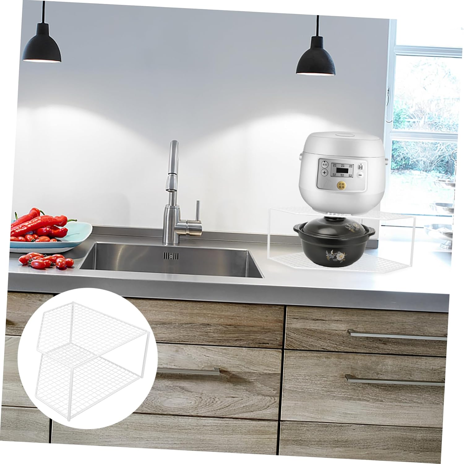 SOLUSTRE Multi-function Pot Organizer Convenient Pan Rack Draining Pot Rack Floor Pan Organizer Corner Shelf Unit Corner Stand