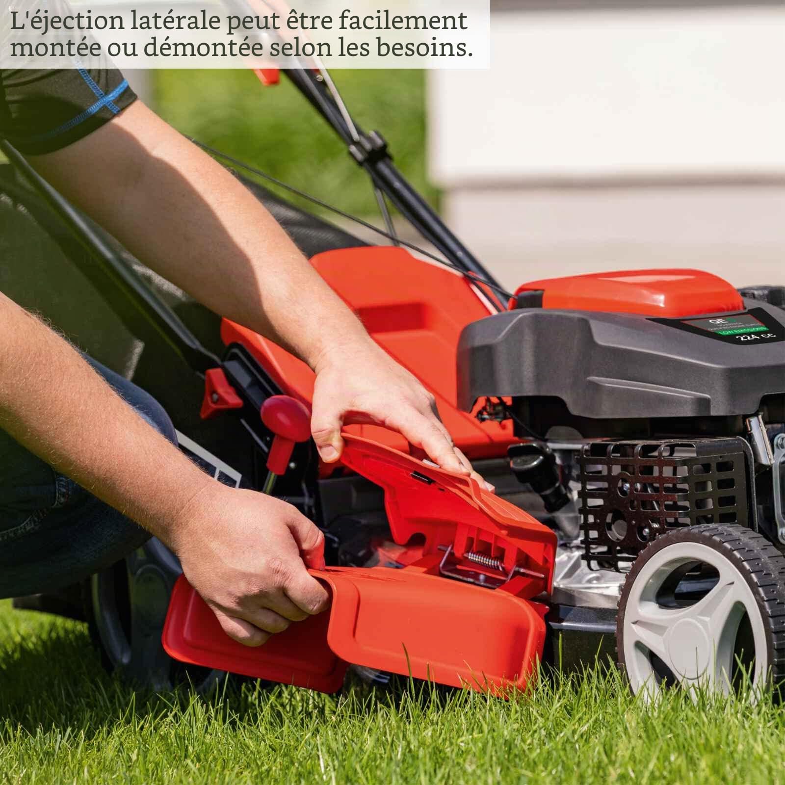 Scheppach Tondeuse à Gazon à Essence MS230-53 – Moteur 4 Temps 6 CV 4400 W – Largeur de Coupe 53 cm – Jardins de 1800 m² – Hauteur de Coupe réglable – Bac de 65 l – Fonction Mulching – Huile Incluse