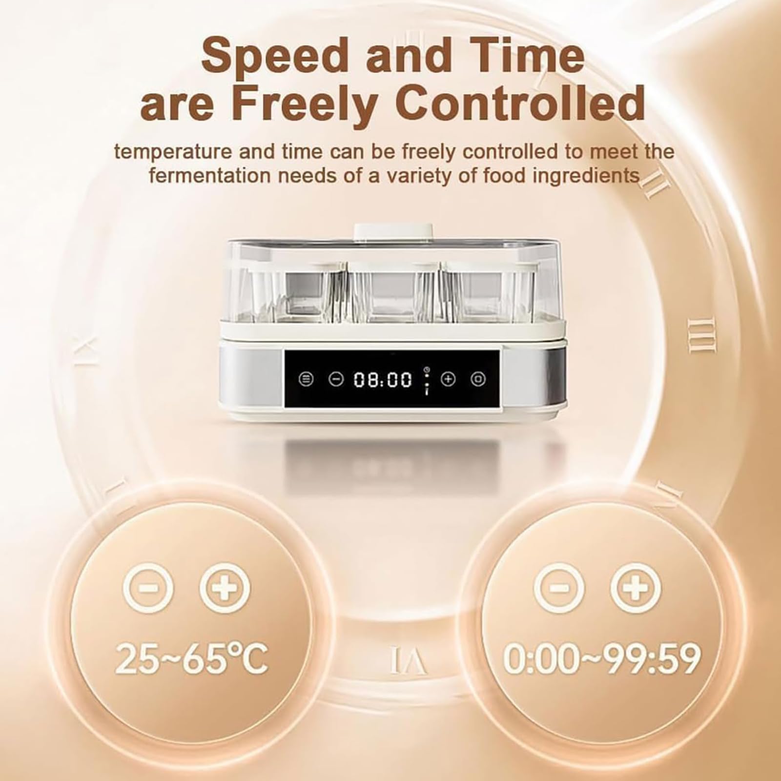 Automatic Yogurt Maker - 9 × 170ML Szklane Słoiki, Regulowana Temperatura & Timer, 40W Stalowa Maszyna Fermentacyjna do Jogurtu Greckiego, Chleba, Natto & Wina Ryżowego