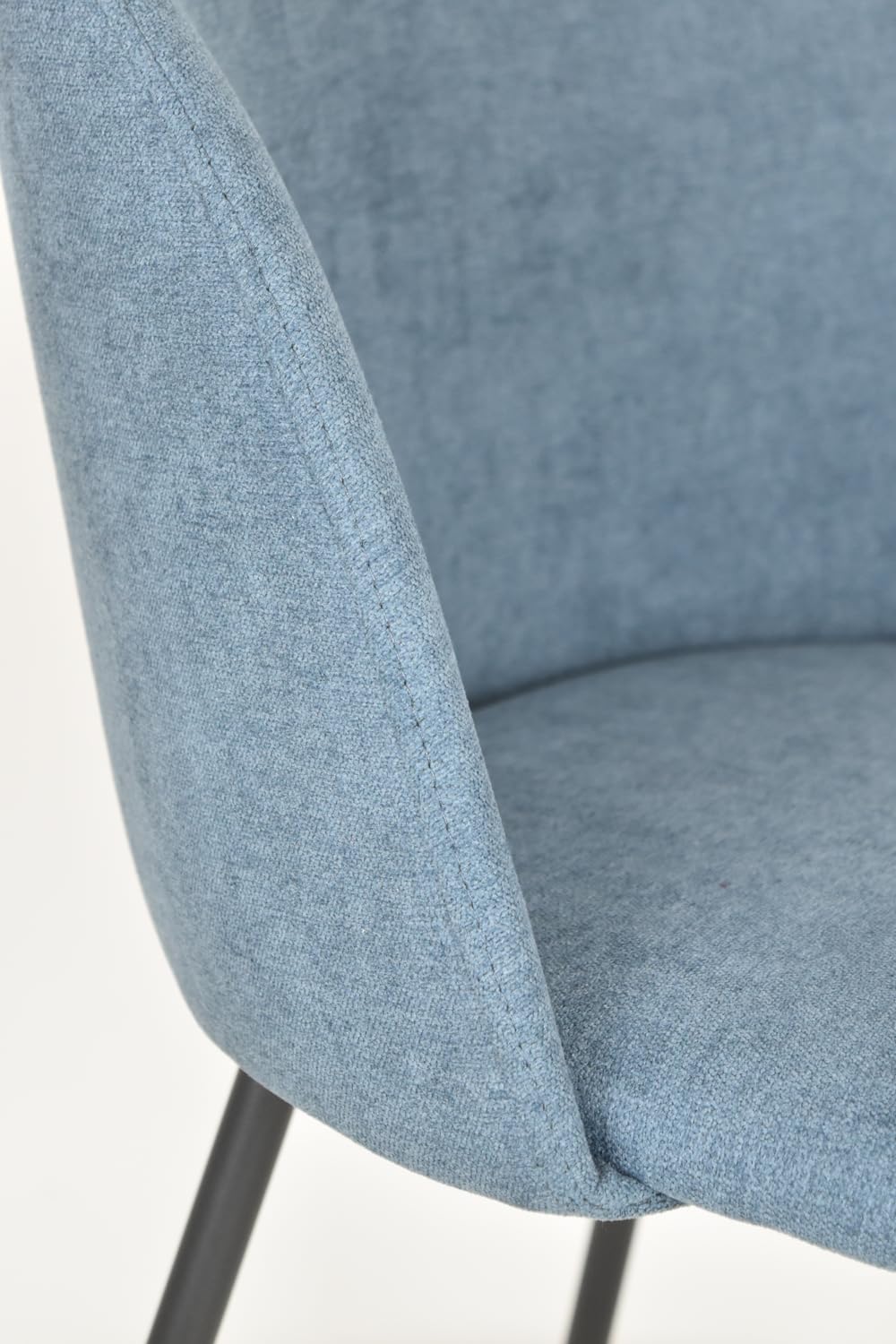 Juego de 4 sillas de Comedor Luna con Patas de Acero Negro Mate, Tejido Azul Vaquero