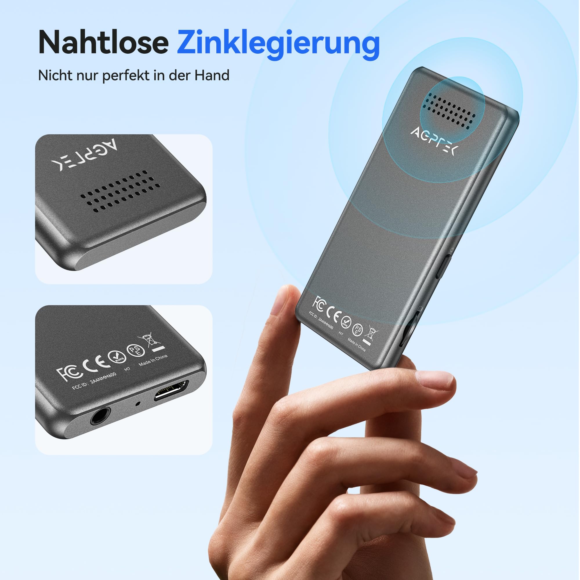 AGPTEK MP3 Player mit Bluetooth, 1,8 Zoll MP3-Player mit Lautsprecher, Kopfhörer & FM-Radio, HiFi-Sound Music Player für Sport, ohne​ internen Speicher, unterstützt bis zu 128 GB (Schwarz, 0GB) | Mit FM-Radio, Touch-Tasten, ohne eingebauten Speicher, unte